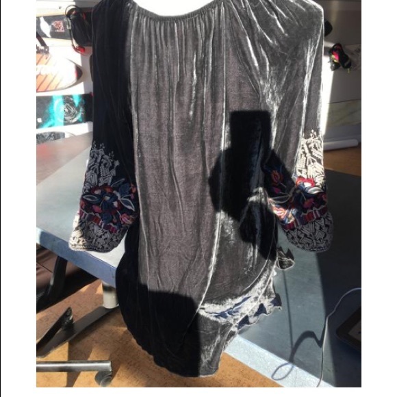 johnny was claude velvet peasant blouse